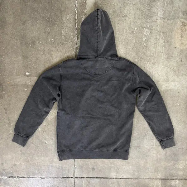 Felpa cotone organico con cappuccio 100% nero lavato Horda Brand Streetwear