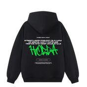 Felpa garzata con cappuccio 100% Cotone Boxy Fit Y2K Green Horda Brand Streetwear