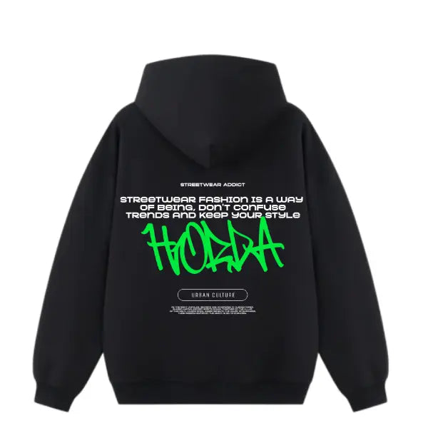 Felpa garzata con cappuccio 100% Cotone Boxy Fit Y2K Green Horda Brand Streetwear