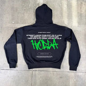 Felpa garzata con cappuccio 100% Cotone Boxy Fit Y2K Green Horda Brand Streetwear