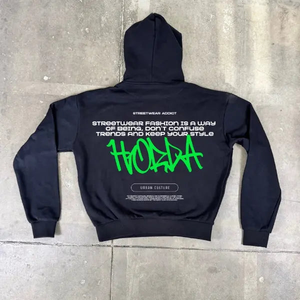 Felpa garzata con cappuccio 100% Cotone Boxy Fit Y2K Green Horda Brand Streetwear
