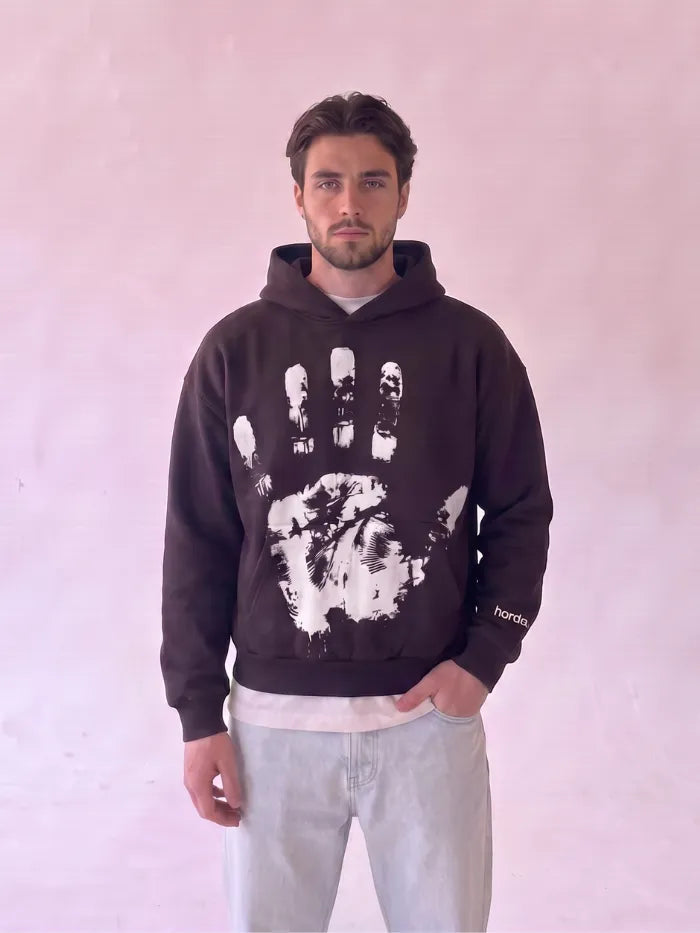 Felpa Boxy Fit Nera 330g "Hand" | Made in Italy – Horda Brand Horda