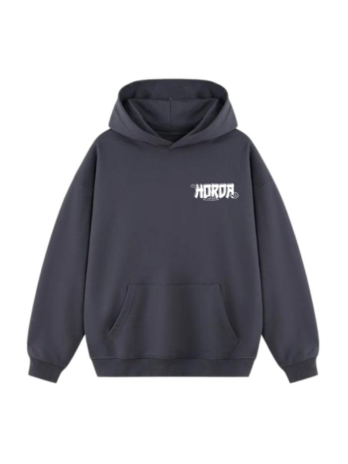 Felpa Dragone Grigia 100% Cotone Boxy Fit - Horda Brand Streetwear