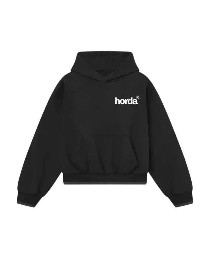 Felpa Nera Boxy Fit 330g Human | Made in Italy - Horda Brand Horda