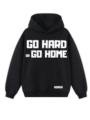 Black Hoodie 100% Cotton Boxy Fit Go Hard