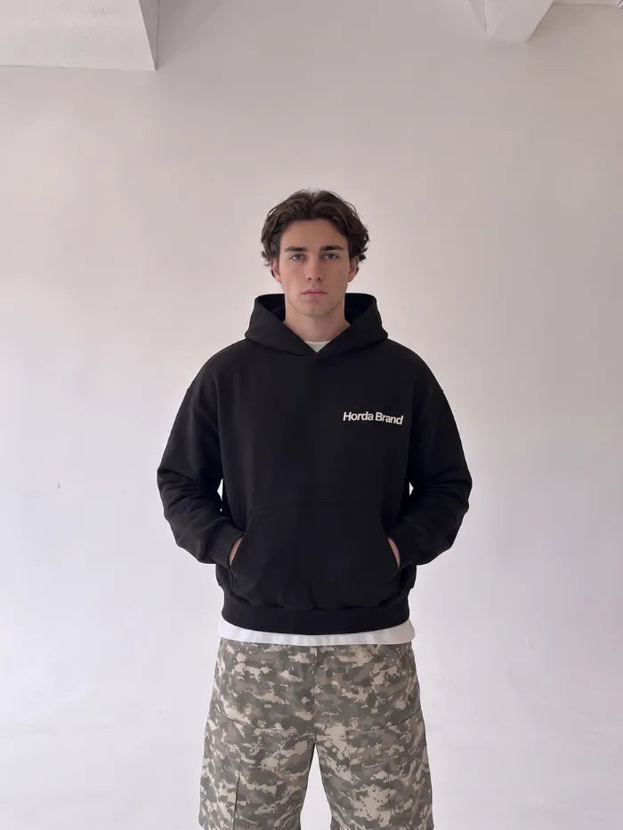 Felpa Oversize Nera 330g No Fear Boxy Fit Made in Italy | Horda Horda