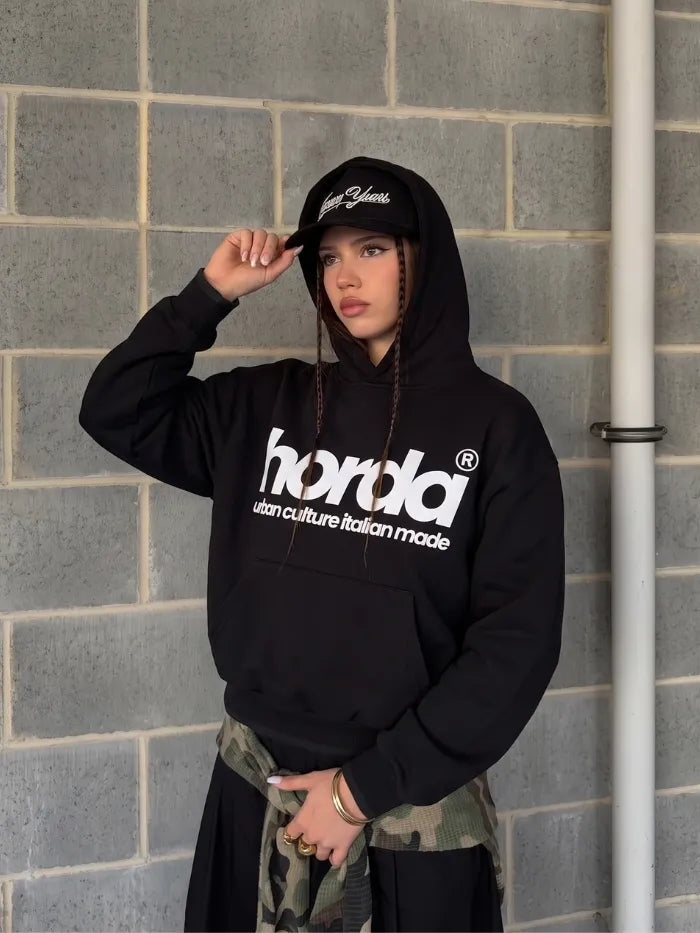 Felpa Urban Nera 330g Boxy Fit | Made in Italy – Horda Brand Horda Brand Streetwear
