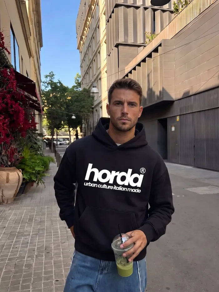 Felpa Urban Nera 330g Boxy Fit | Made in Italy – Horda Brand Horda Brand Streetwear