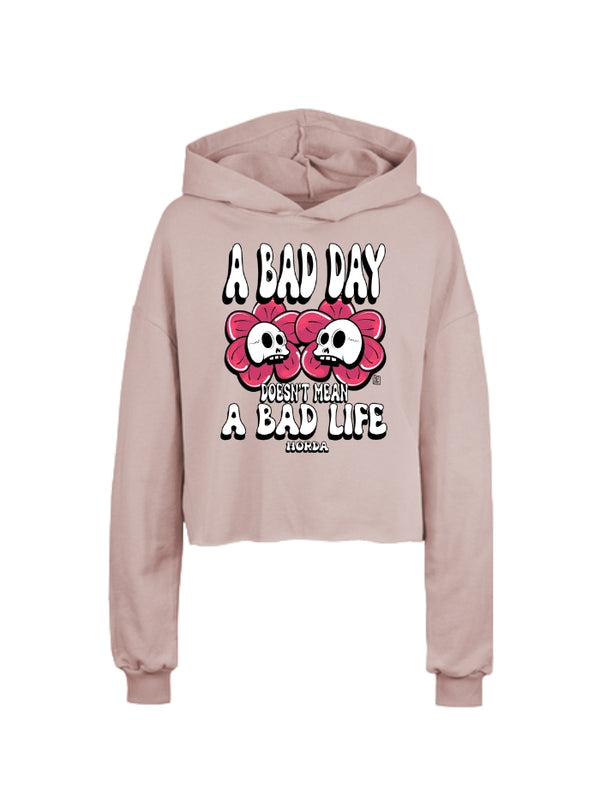 Felpa da donna con cappuccio 100% Cotone Bad Life Rosa antico Cropped