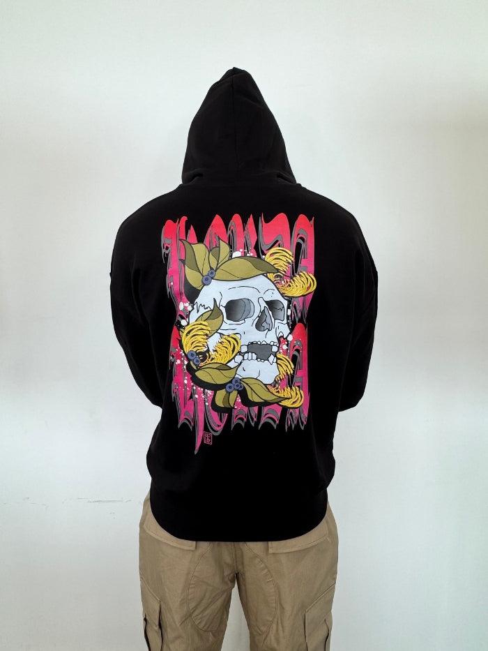 Felpa con Cappuccio Nera 100% cotone Boxy Fit Skull Horda Brand - Horda Brand Streetwear