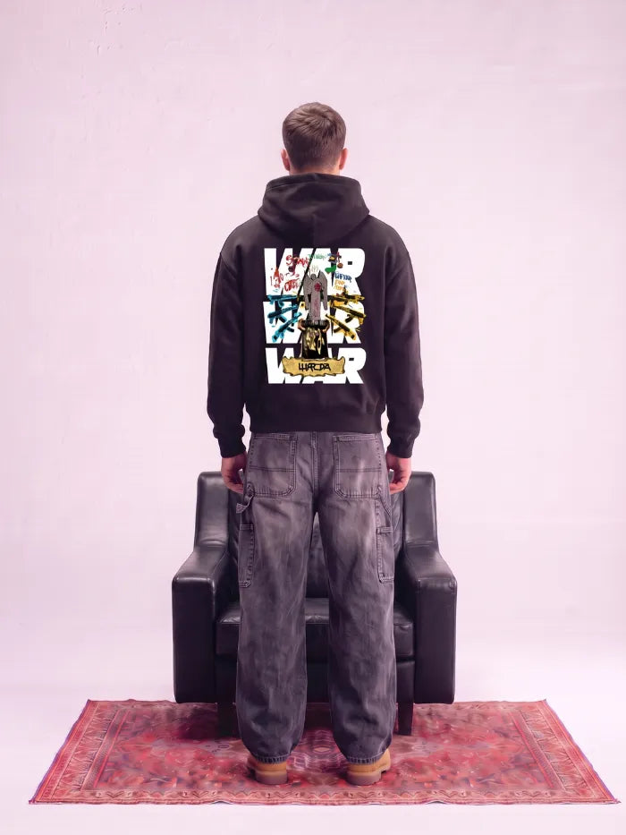 Felpa con Cappuccio 460g Boxy Fit War — Streetwear Made in Italy