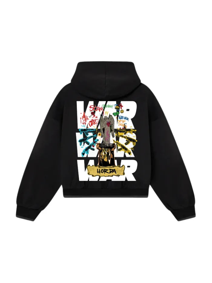 Felpa con Cappuccio 460g Boxy Fit War — Streetwear Made in Italy