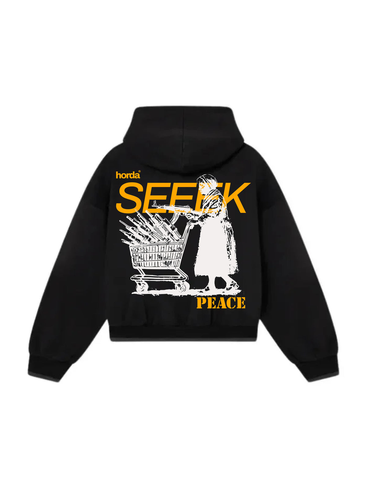 Felpa con Cappuccio Oversize Nera SEEK – Boxy Fit 330g