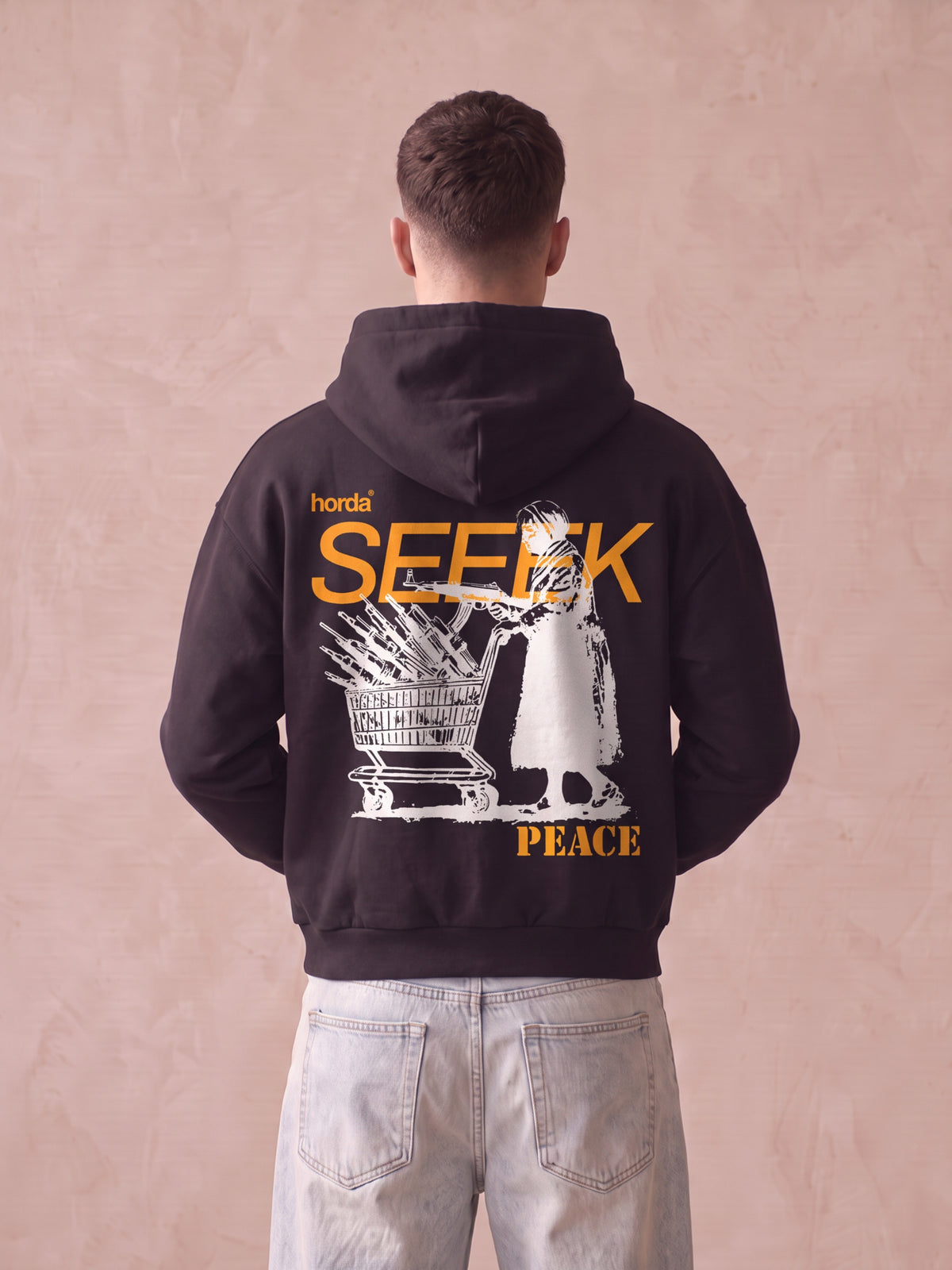 Felpa con Cappuccio Oversize Nera SEEK – Boxy Fit 330g