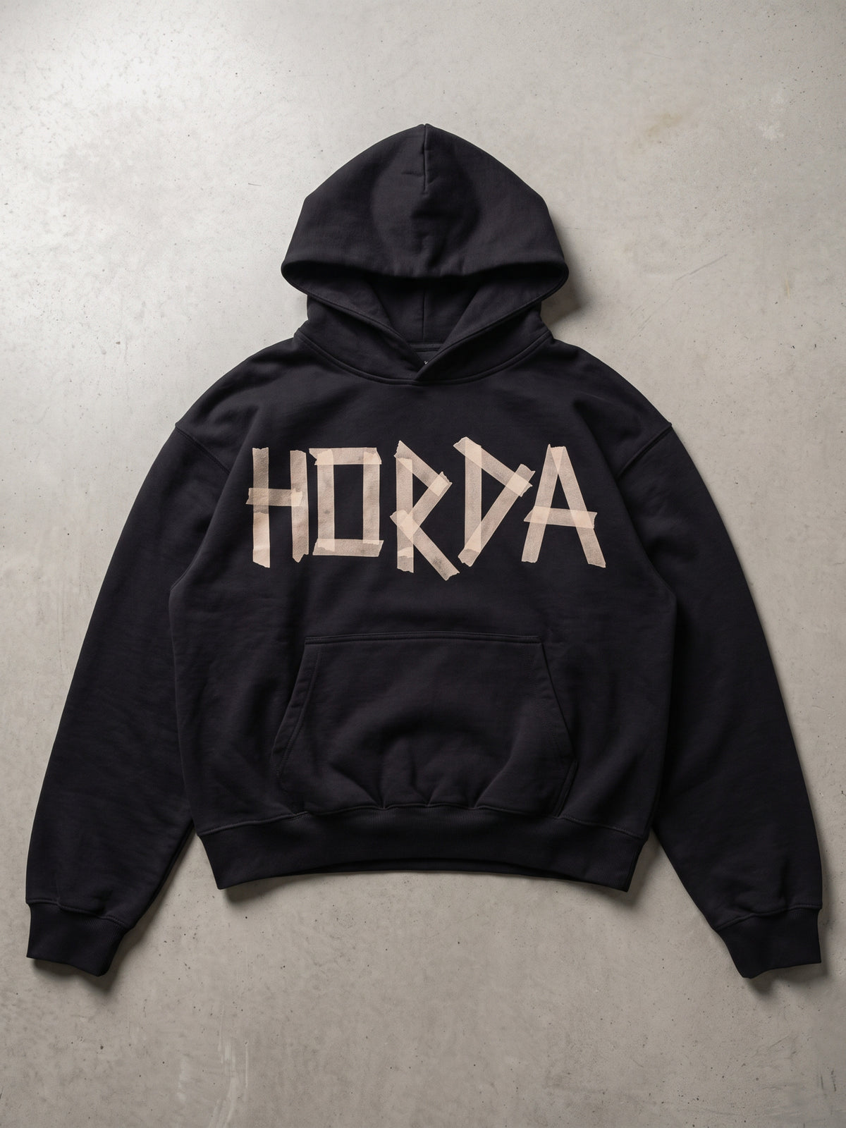Felpa con Cappuccio Nera Oversize Taped 330g