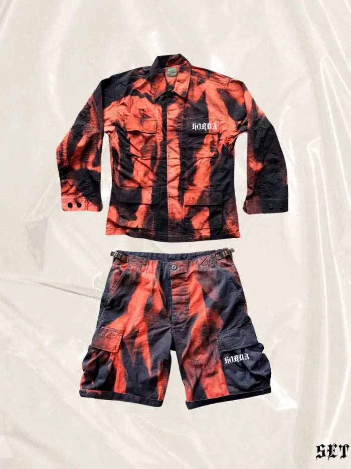 Full Outfit Cargo Shorts Corrosion + Camicia Flame Corrosion Horda Brand Streetwear