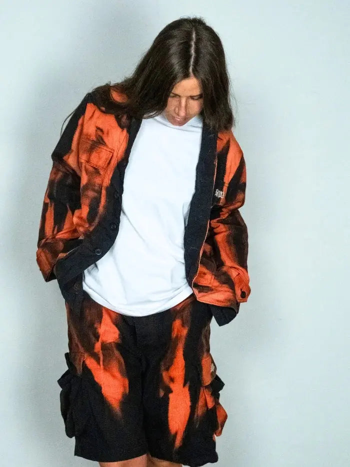 Full Outfit Cargo Shorts Corrosion + Camicia Flame Corrosion Horda Brand Streetwear