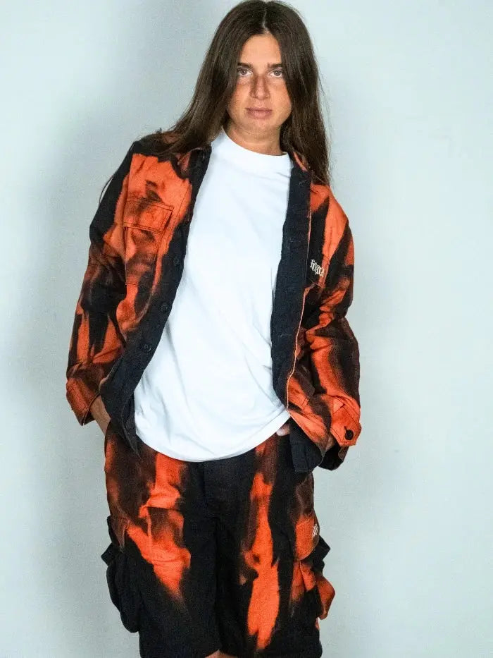 Full Outfit Cargo Shorts Corrosion + Camicia Flame Corrosion Horda Brand Streetwear