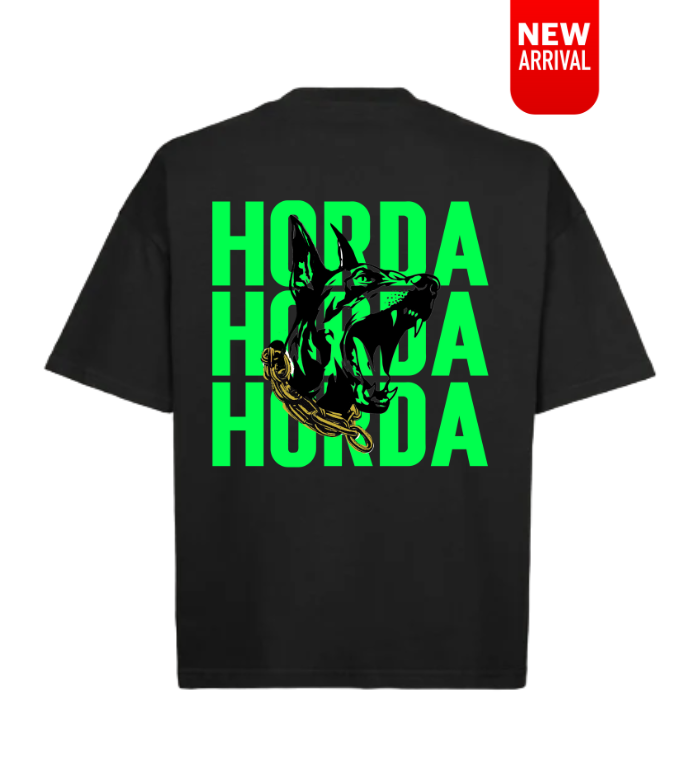 T-shirt Nera 100% Cotone Boxy Fit Horda X3