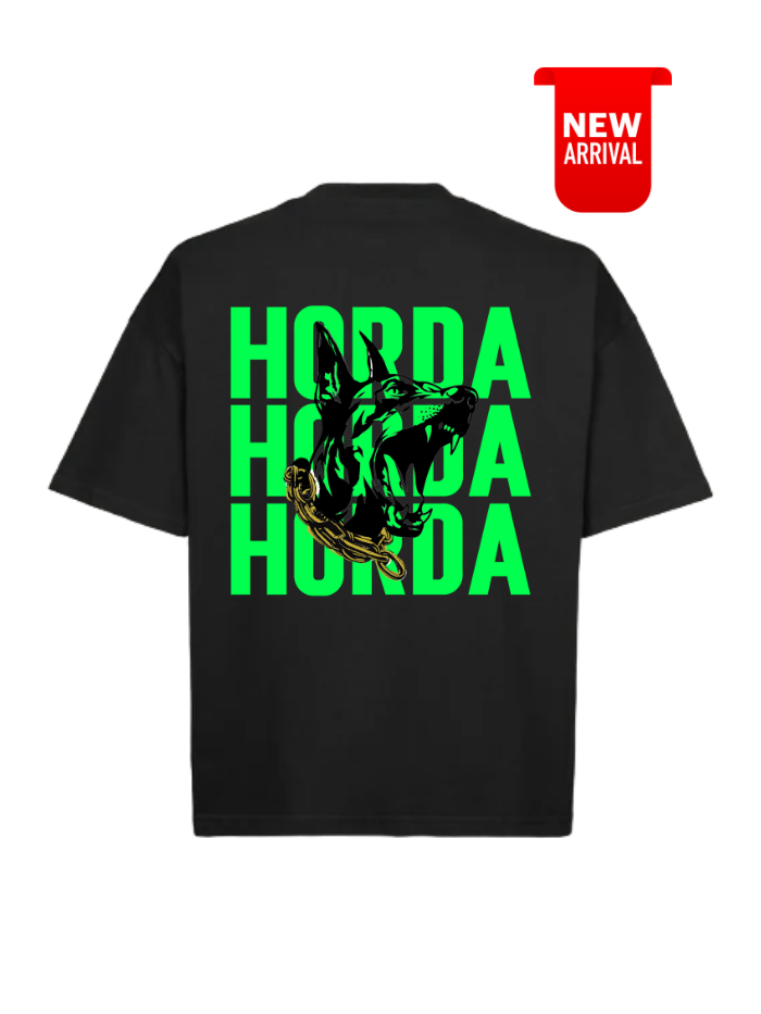 T-shirt Nera 100% Cotone Boxy Fit Horda X3