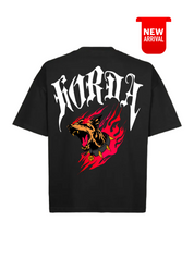 T-shirt nera 100% cotone Gotic Flame