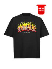 T-shirt nera 100% Cotone Horda Flame