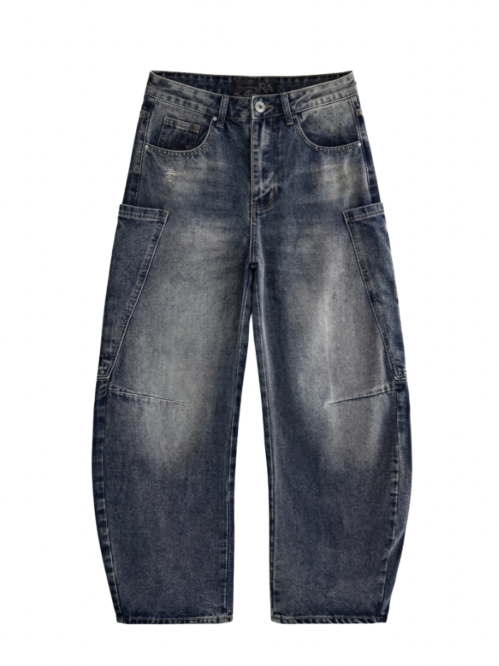 Jeans Balloon In Cotone 100% – Fit Wide Leg Distressed Vintage