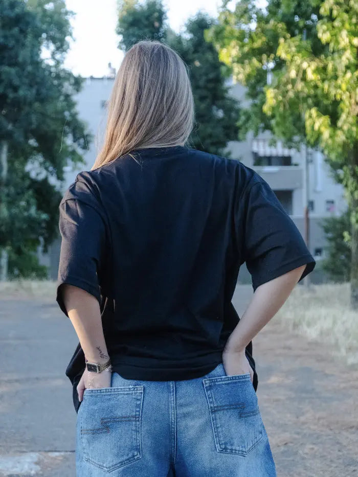 Maglietta boxy fit nera 100% Cotone Horda Flame Horda Brand Streetwear