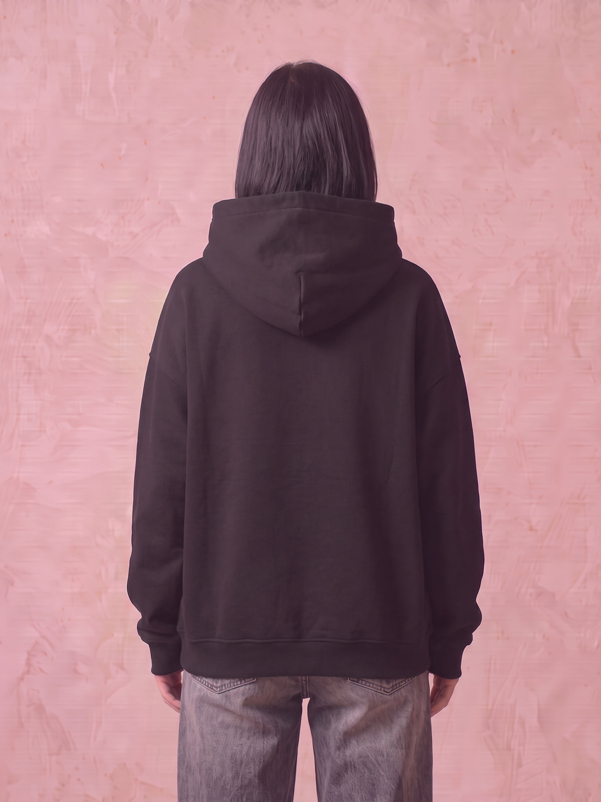 Felpa con Cappuccio Oversize Donna Taped – Nera, Garzata 330g