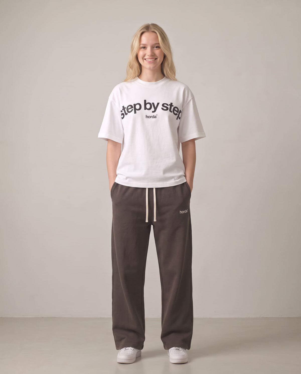 Pantalone Tuta Felpato Color Moro Gamba Dritta a Palazzo