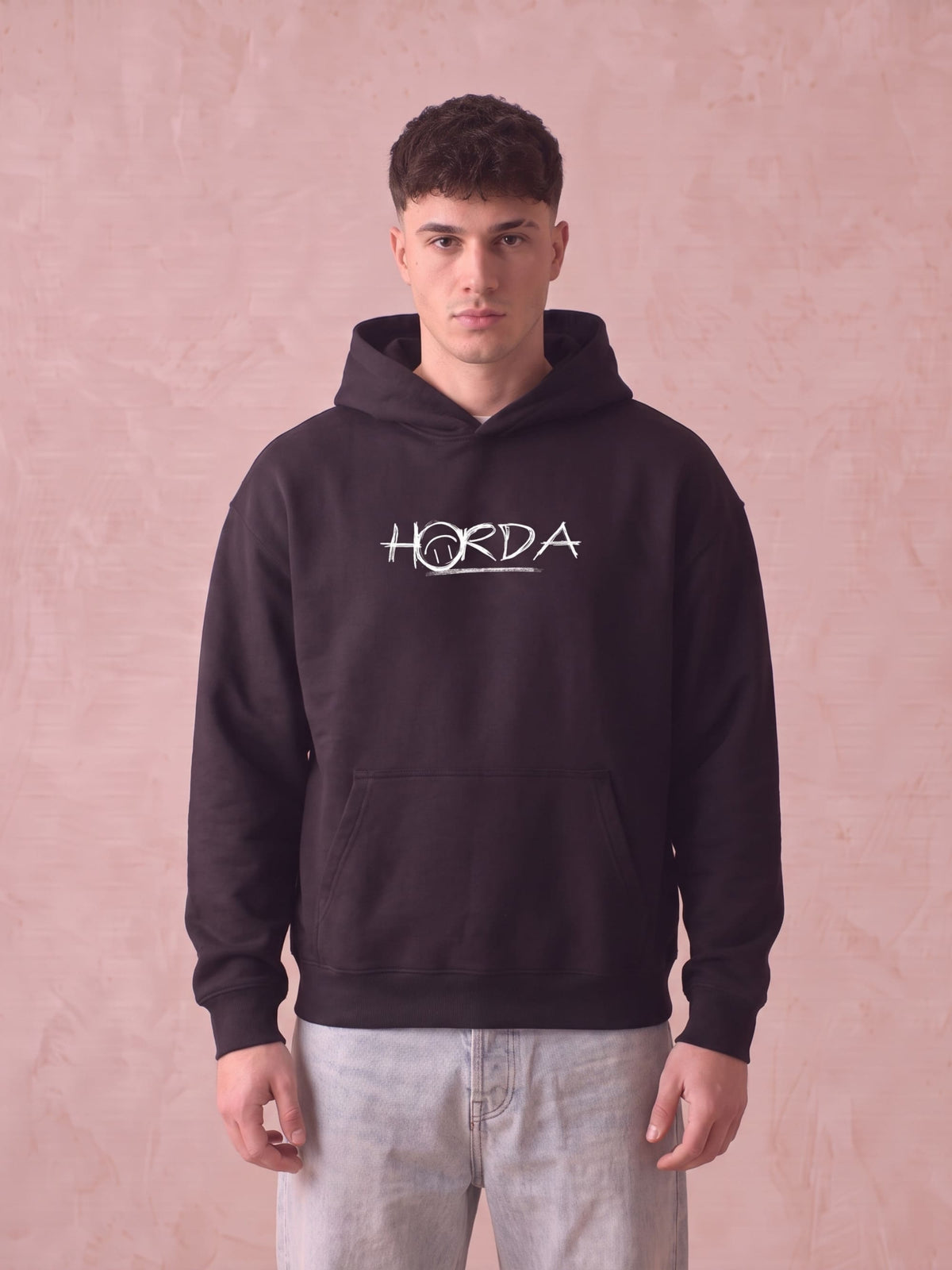 Felpa Oversize Nera No Money and Fear 330g