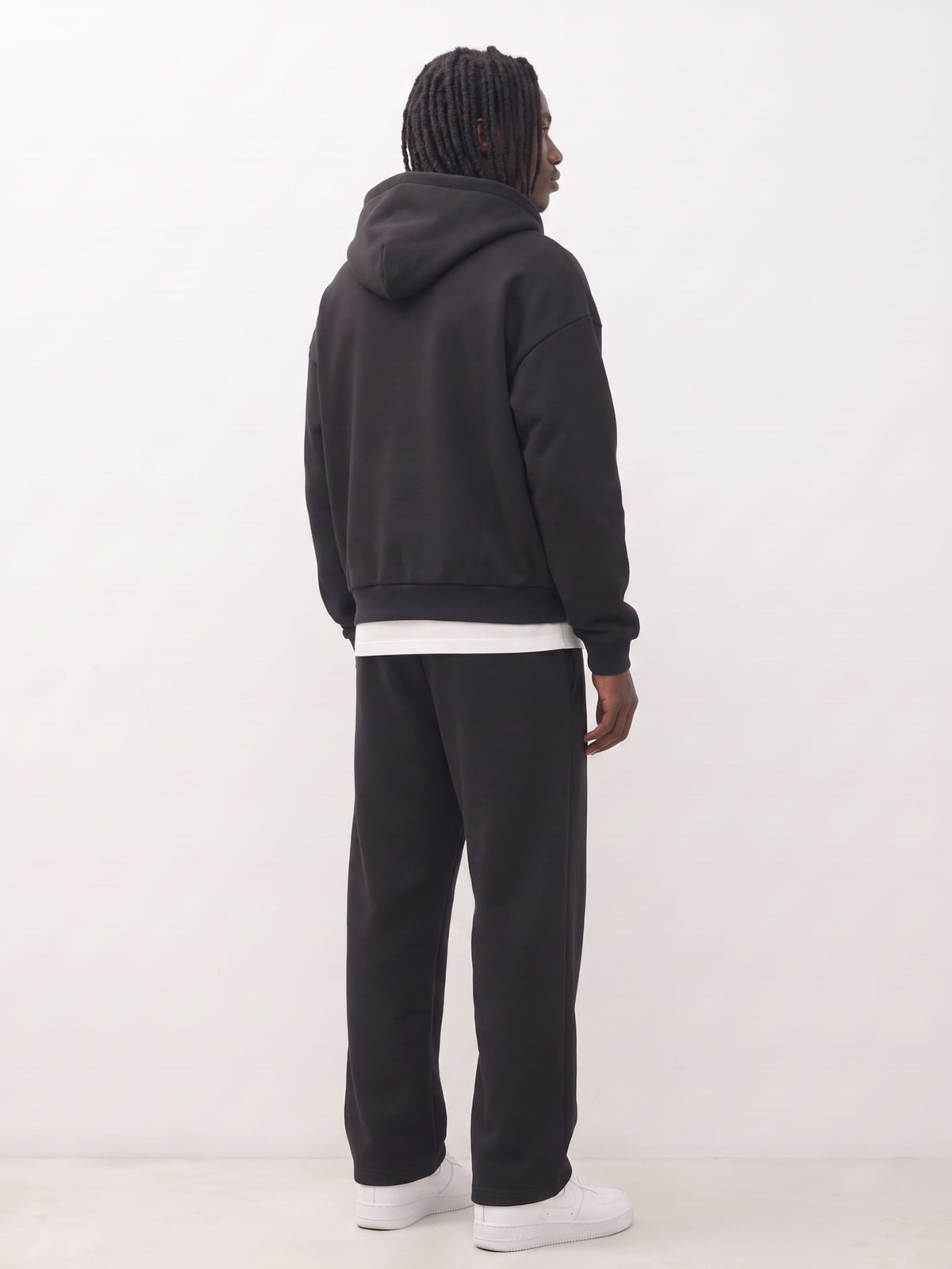 Tuta nera Oversize completa: Felpa Con Zip e Pantaloni a Palazzo