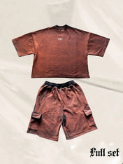 Outfit completo Felpa Three-quarter e Tuta Shorts Cargo Corrosion Horda Brand Streetwear