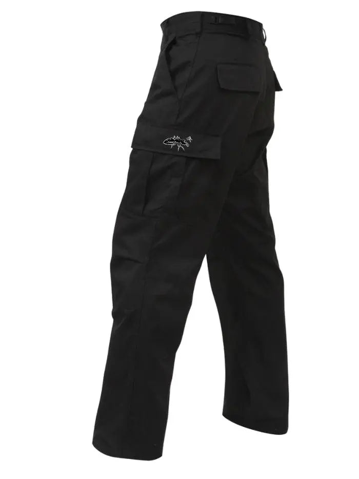 Pantalone Cargo Nero in 100% Cotone Ripstop Baggy Fit - Horda Brand Streetwear