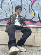 Pantalone Cargo Nero in 100% Cotone Ripstop Baggy Fit - Horda Brand Streetwear