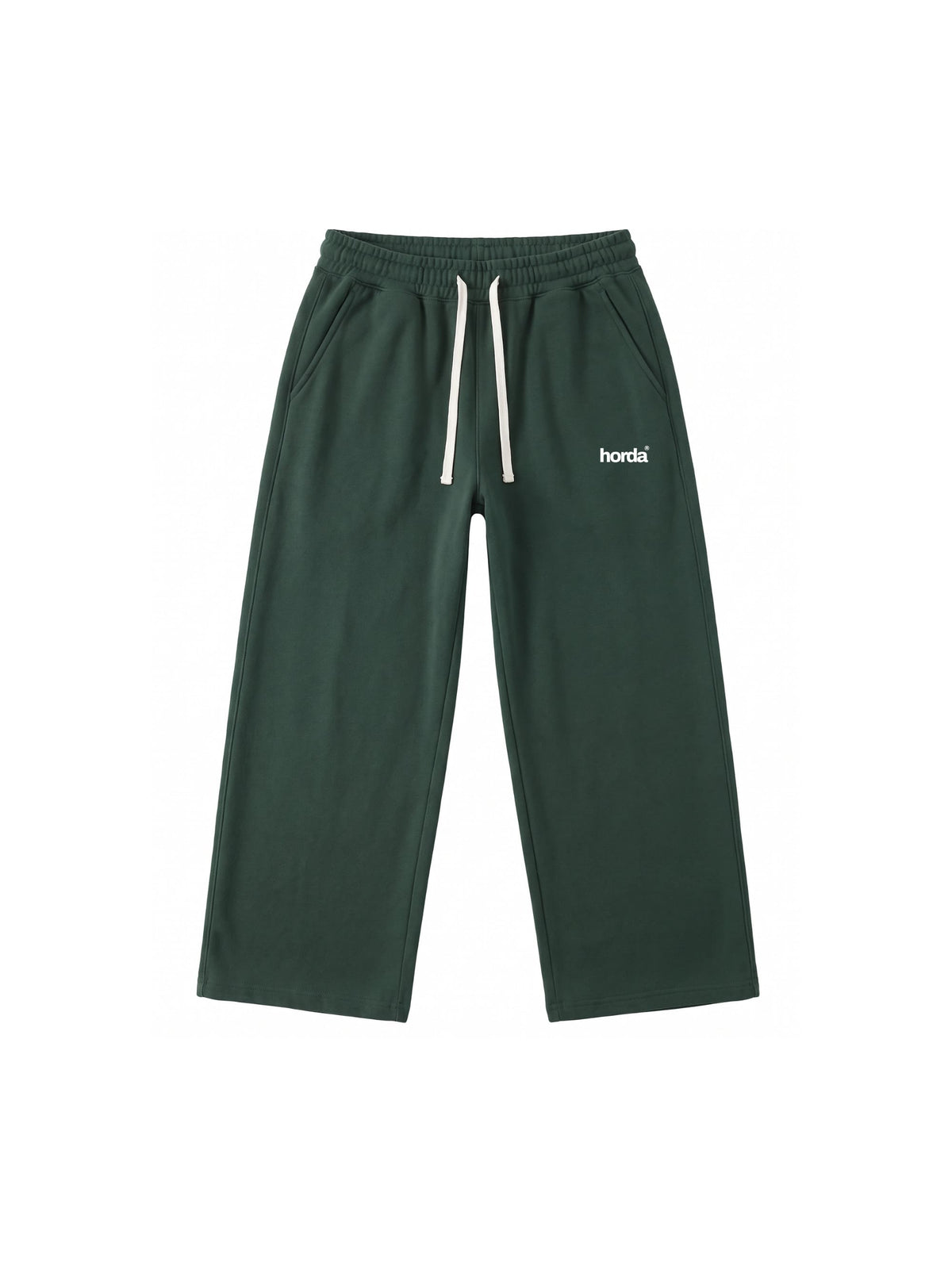 Pantalone Tuta Felpato Verde Foresta Gamba Dritta a Palazzo