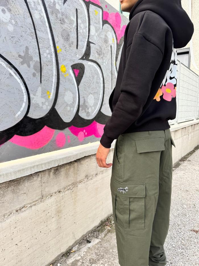 Pantalone Verde Militare in 100% Cotone Ripstop Baggy Fit - Horda Brand Streetwear