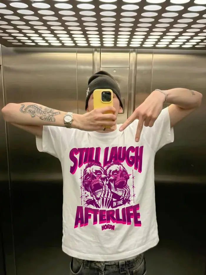 T-Shirt Bianca 220gr Oversize Cotone Made Italy AfterLife Horda Brand