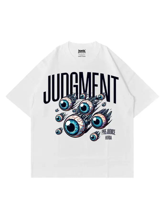 T-Shirt Bianca 220gr Oversize Cotone Made Italy Judgement Horda Brand