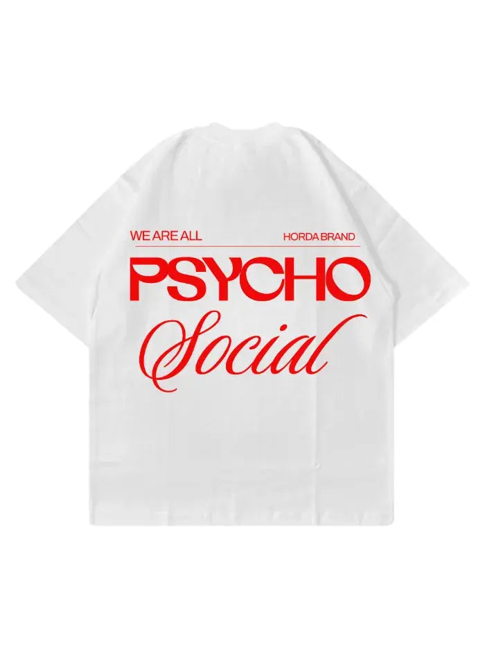 T-Shirt Bianca 220gr Oversize Cotone Made in Italy - Psycho Horda Brand