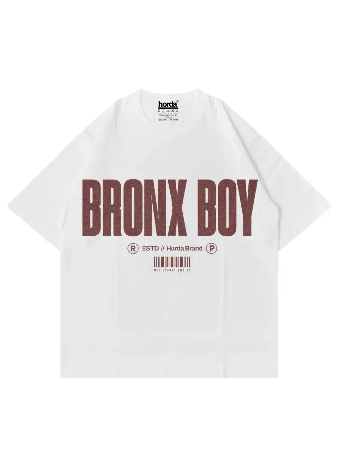 T-Shirt Bianca Bronx Boy 200gr Oversize Cotone Made Italy Horda Brand