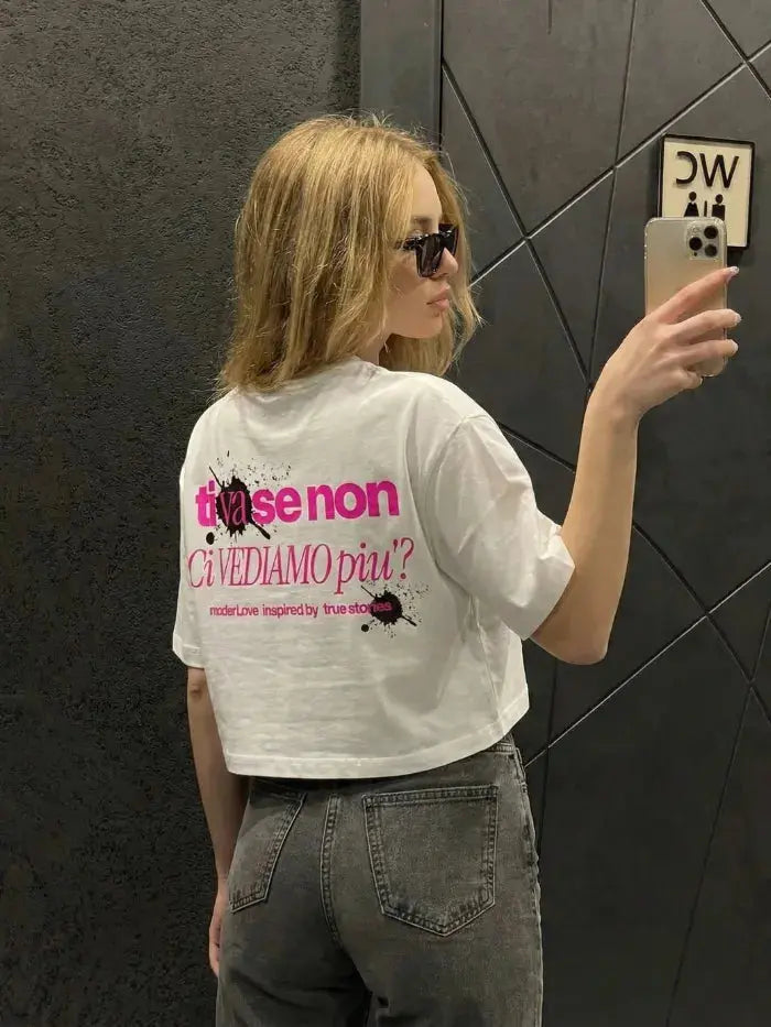 T-Shirt Cropped Donna Intention - 100% Cotone 180g Made in Italy - Horda Brand Streetwear