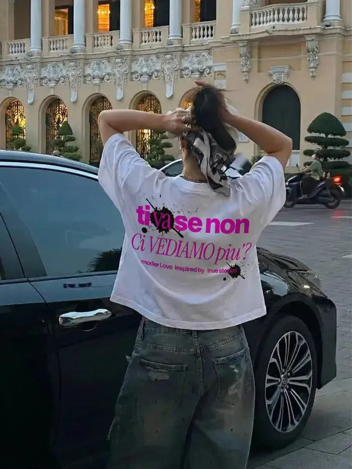 T-Shirt Cropped Donna Intention - 100% Cotone 180g Made in Italy - Horda Brand Streetwear