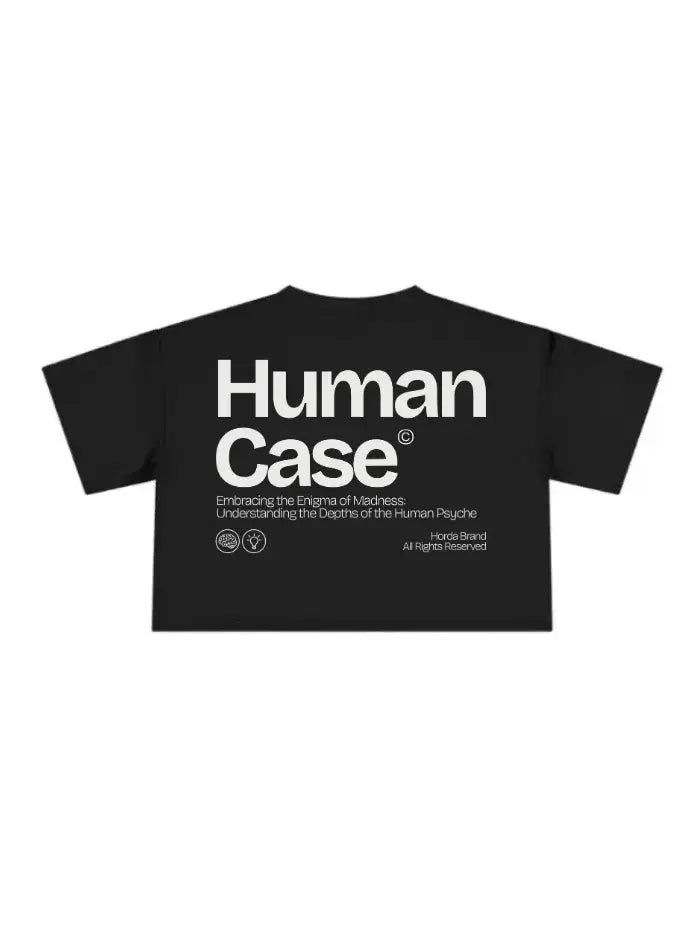 T-Shirt Donna Human Case Boxy Fit Cropped 100% Cotone Made in Italy Horda Brand