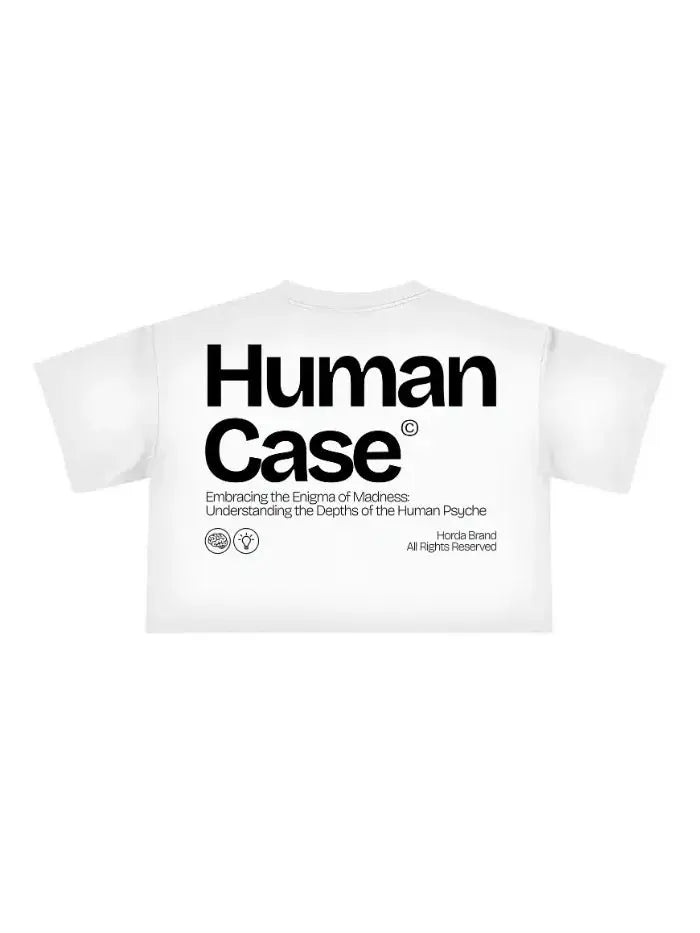 T-Shirt Donna Human Case Boxy Fit Cropped 100% Cotone Made in Italy Horda Brand