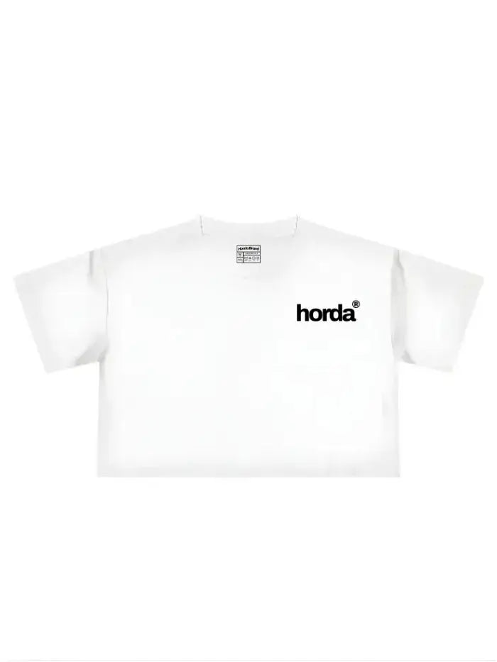 T-Shirt Donna Human Case Boxy Fit Cropped 100% Cotone Made in Italy Horda Brand