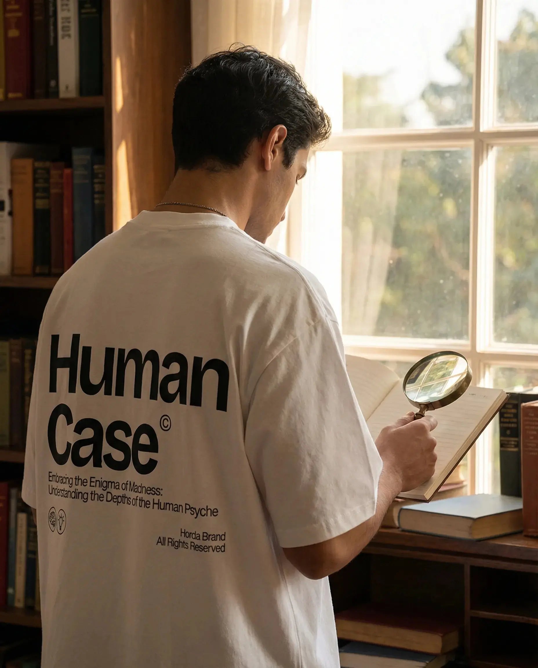 T-Shirt Human Case Boxy Fit Oversize 100% Cotone Made in Italy Horda Brand