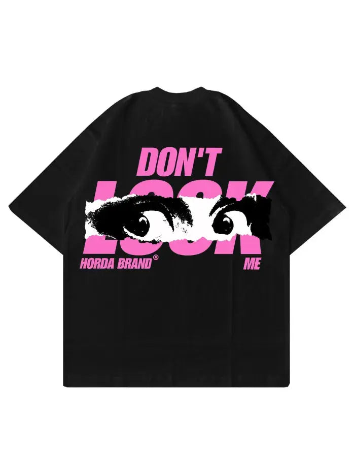 T-Shirt Nera 100% Cotone Made in Italy Don't Look Horda Brand