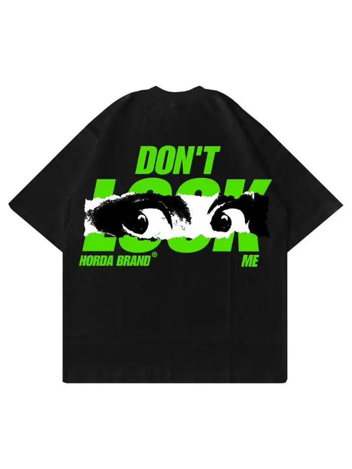 T-Shirt Nera 100% Cotone Made in Italy Don't Look Horda Brand