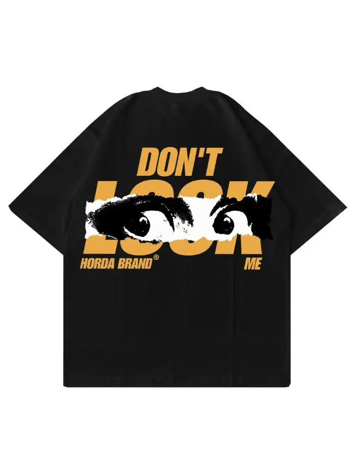 T-Shirt Nera 100% Cotone Made in Italy Don't Look Horda Brand